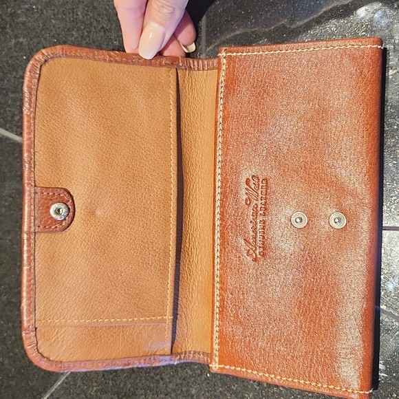 NWOT American Western Leather Tooled Wallet Billfold Cowhide Studs - Picture 3 of 6